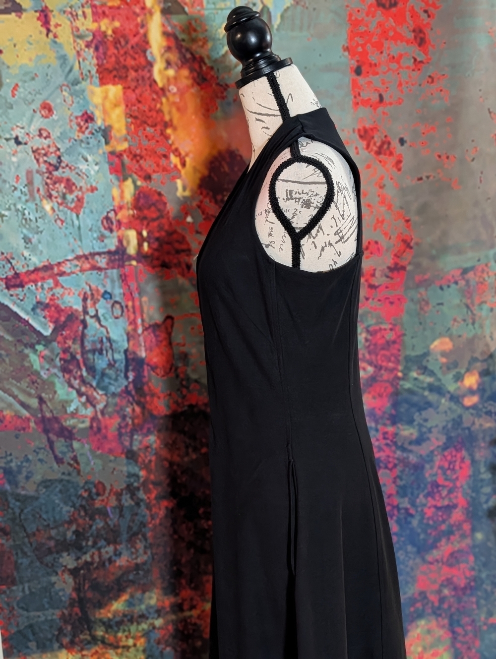 Women's COS ZIP-FRONT V-NECK MIDI DRESS (Black, S) - Picture 4 of 9